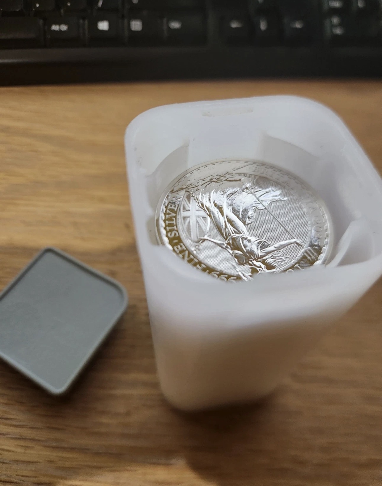 Silver Britannia King Charles 2025 Royal Mint Tube, 25x1oz